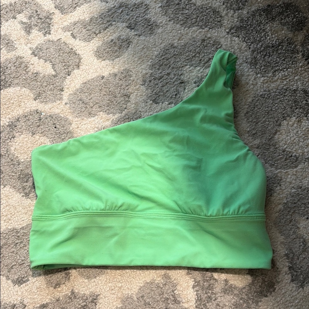 lululemon Asymmetric Neon Green One-Shoulder Sports Bra